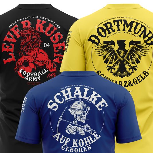 Fanshirts für Deine Liebe und Deine Farben. Dortmund, Leverkusen und Gelsenkirchen.